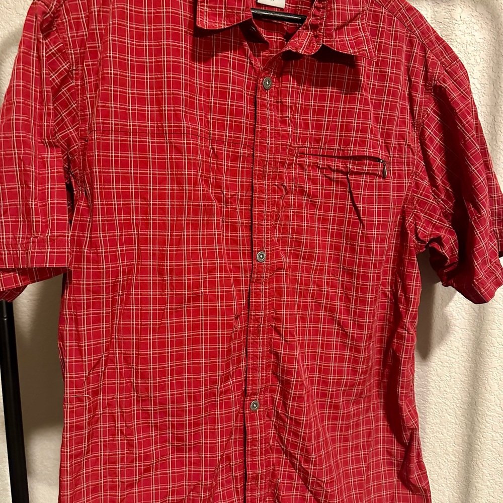 Columbia Men's Red Checkered Button Down Shirt